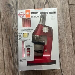Tasco Red Microscope 450X - Vintage 1982. Manual and Warranty card included.